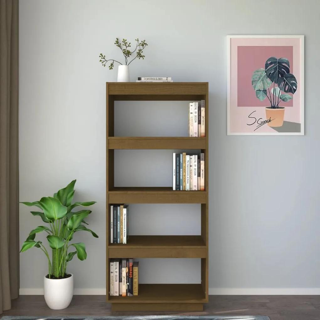 Libreria/divisorio miele 60x35x135 cm in legno massello di pino