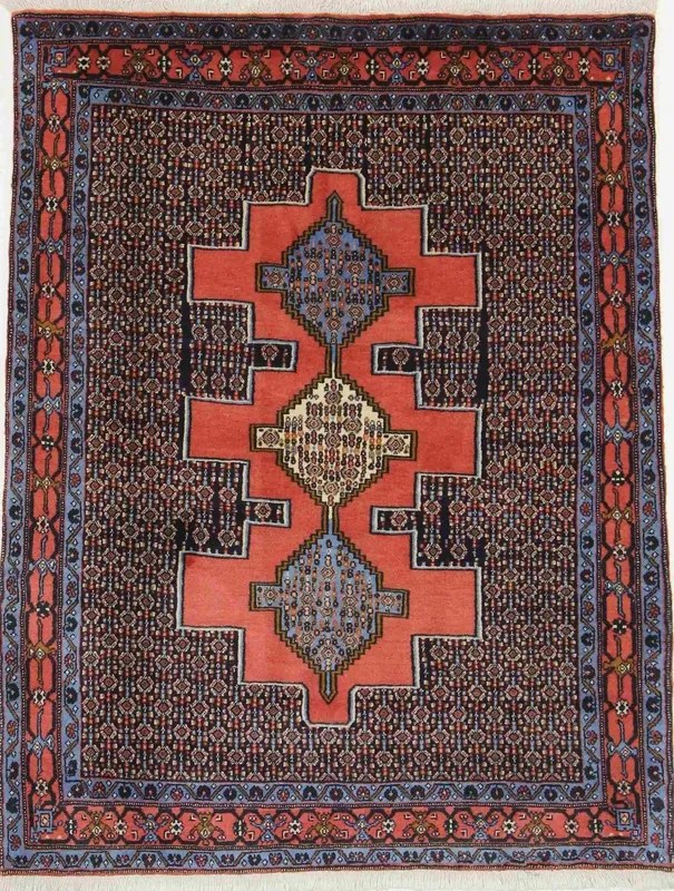 Bidjar Tappeto 120 x 160 Rosso (Iran) Annodato A Mano