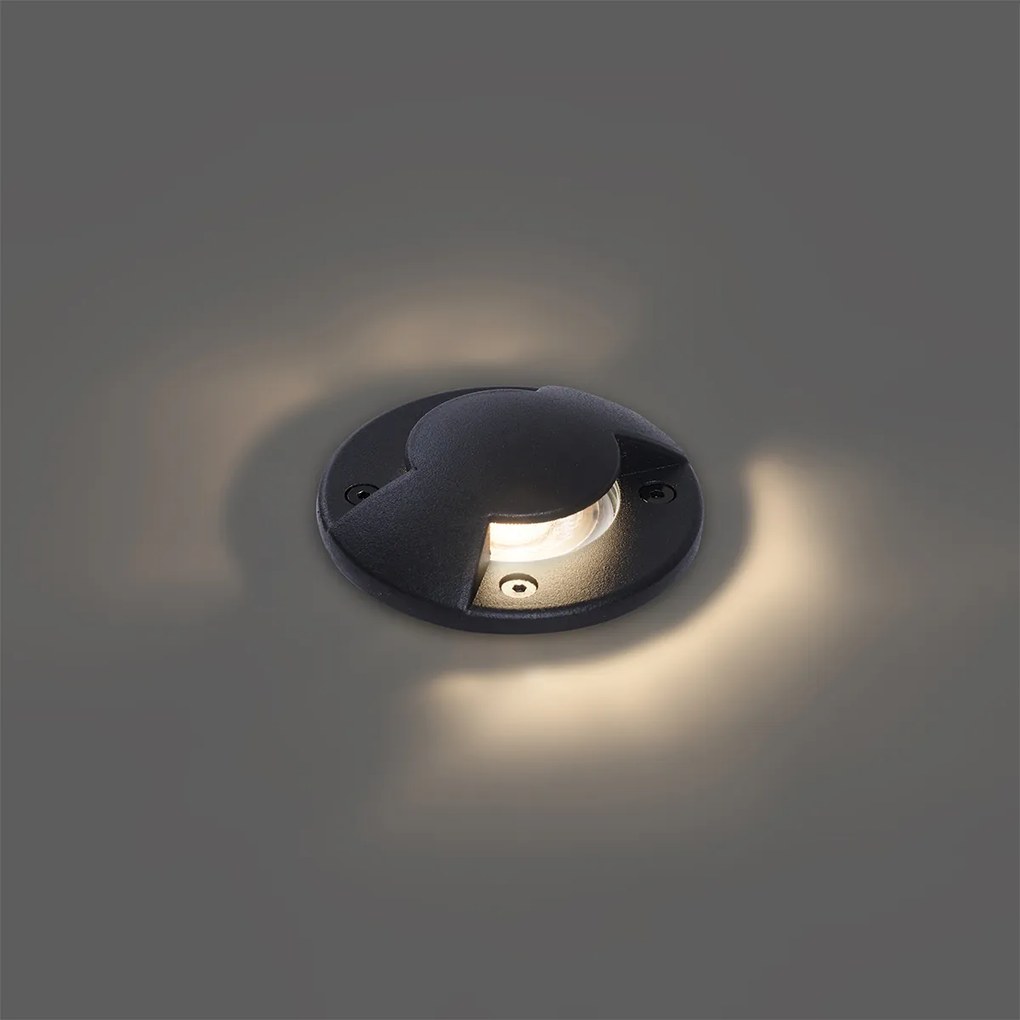 Faretto da terra moderno nero GU10 50mm 2 luci effetto IP65 - Cellar