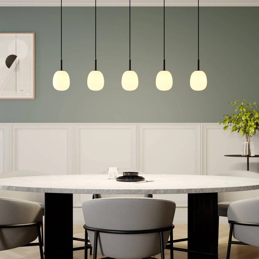 Lampada a sospensione in vetro Etiena Lindby, dimmerabile, Nero, Soggiorno / Sala da pranzo, Vetro, Moderno, Lampada a sospensione