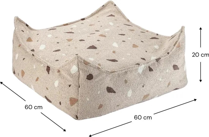 Pouf a sacco per bambini marrone chiaro con rivestimento in bouclé e ciniglia Terrazzo Square – Wigiwama