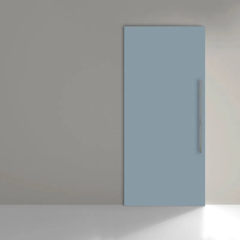 Porta scorrevole reversibile Stoccolma con maniglione in legno blu turchese, L 99 x H 221 cm, con binario invisibile