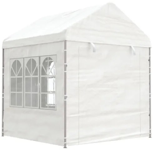 Gazebo con Tetto Bianco 4,46x2,28x2,69 m in Polietilene