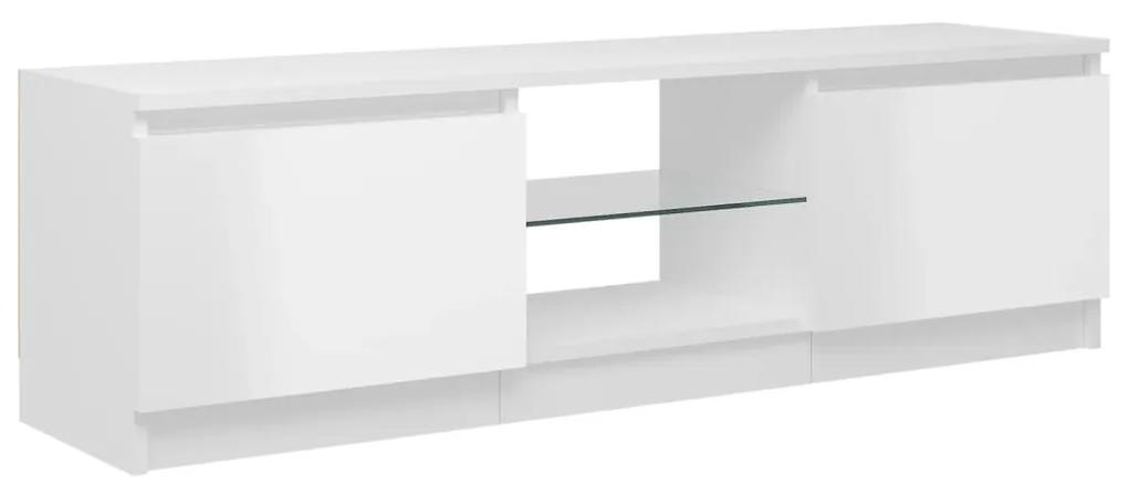 Mobile Porta TV con Luci LED Bianco Lucido 120x30x35,5 cm