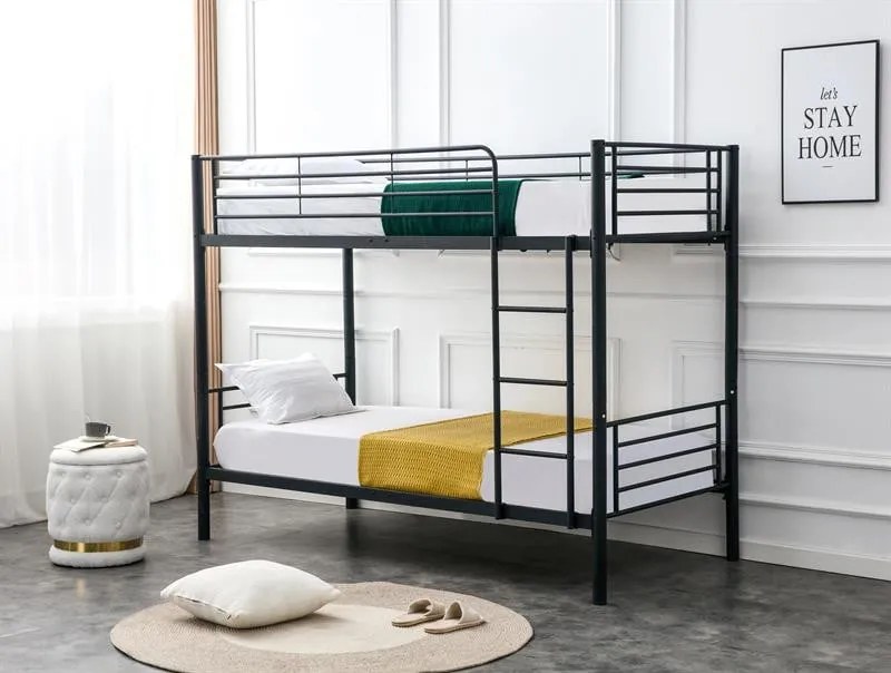 Letto Bunky a castello in metallo nero - 90 x 200 cm