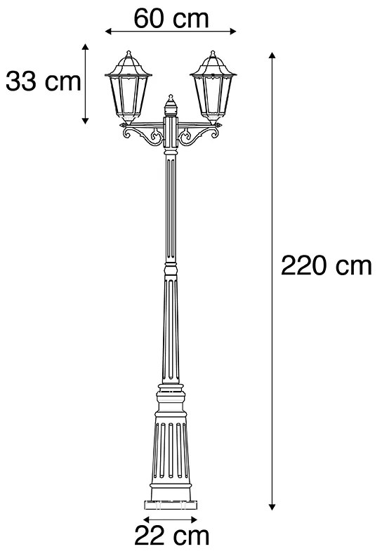 Lanterna da esterno nera 220 cm 2 luci IP44 - Havana