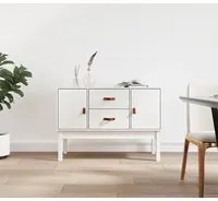 Credenza Bianca 110x40x78 cm in Legno Massello di Pino