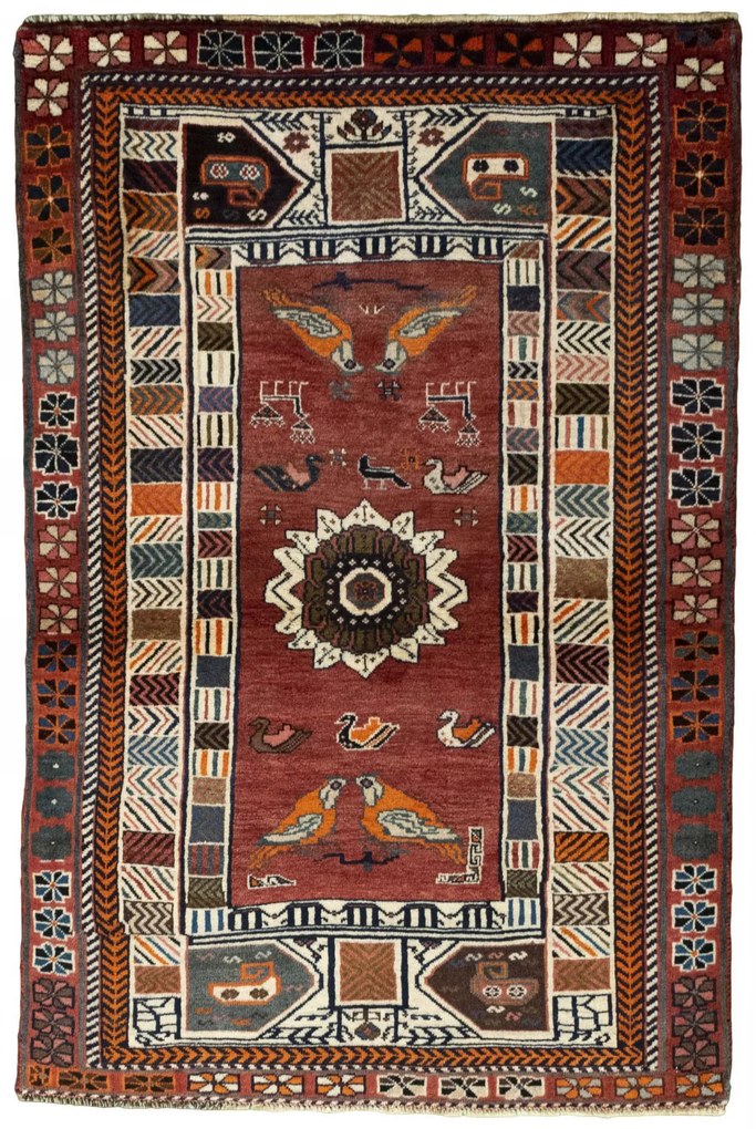 Gabbeh Tappeto 110x160 Rosso (Iran) Annodato A Mano