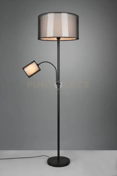 Burton piantana metallo nero con lampada da lettura paralumi bianch...