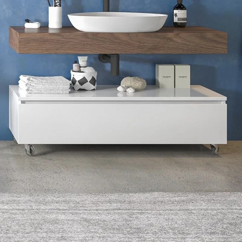 Kamalu - composizione bagno 120 cm con mobile a terra e mensolone oak | kam-kk1203k