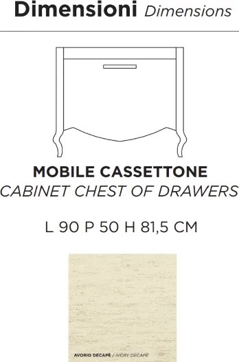 Mobile bagno classico MARTINA 90 cm - Avorio Decapč - Cassettone - Lavabo