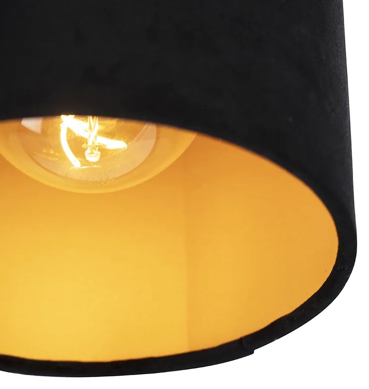 Plafoniera con paralume in velluto nero e oro 20 cm - Combi Black