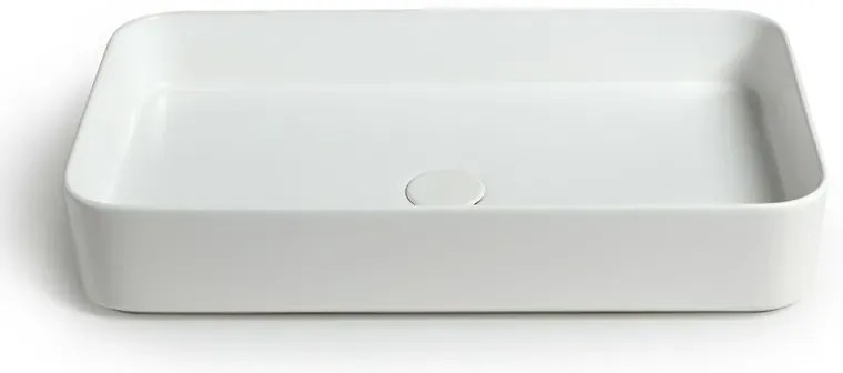 Lavabo da appoggio rettangolare 65 in ceramica bianco lucido Epsilon