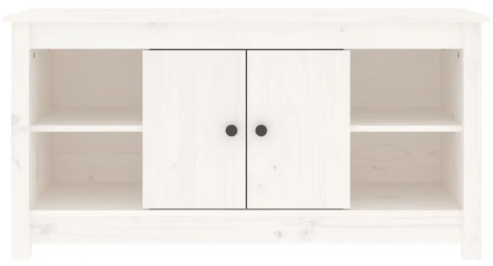 Mobile porta tv bianco 103x36,5x52 cm in legno massello di pino