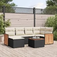 Set Divani da Giardino con Cuscini 7pz Nero Polyrattan 3260264