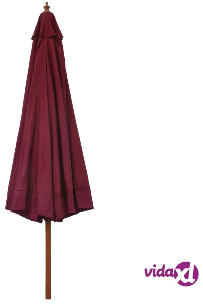 vidaXL Ombrellone da Esterni con Palo in Legno 330 cm Rosso Borgogna