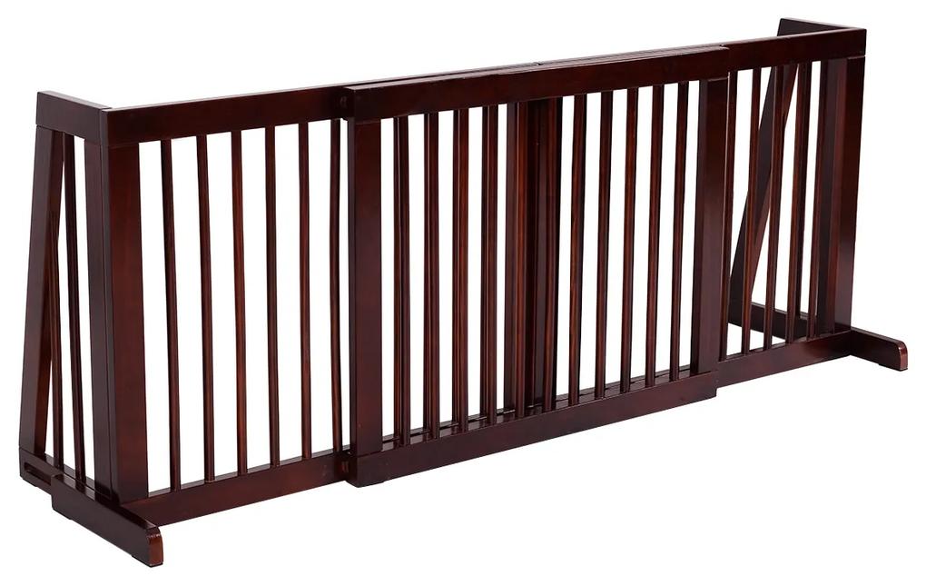 Costway Cancello di legno per animali con 3 pannelli regolabile, Barriera per cani da corridoio e scale 203x56x9,5cm