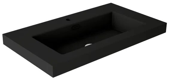 Lavabo a incasso rettangolare vasca centrale Nantes L 81 x H 6 x P 46 cm in resina nero satinato