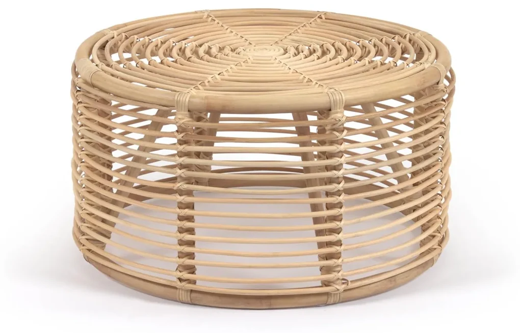 Kave Home - Tavolino rotondo Kohana in rattan finitura naturale Ø 66 cm