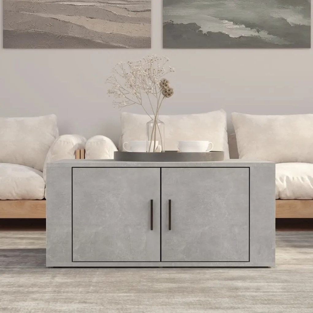 Tavolino Salotto Grigio Cemento 80x50x36 Cm Legno Multistrato /