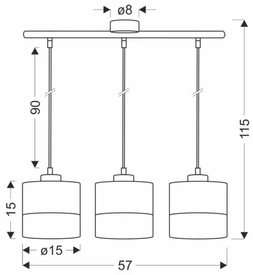 Lampadario a sospensione con filo PORTO 3xE27/60W/230V nero/marrone