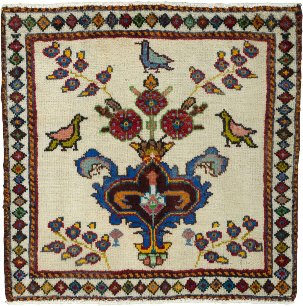 Shiraz Tappeto 70x70 Beige (Iran) Annodato A Mano