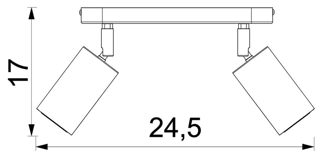 Luminex Plafoniera Nise, a 2 luci, acciaio nero, legno