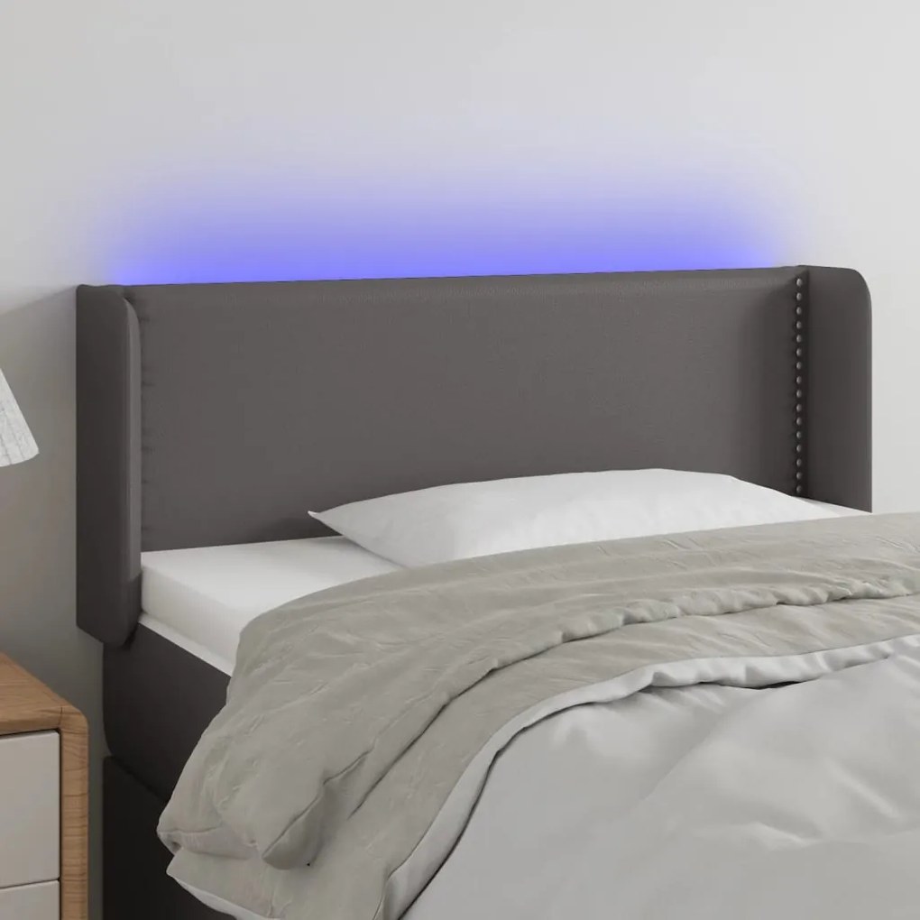 Testiera A Led Grigio 103x16x78/88 Cm İn Similpelle /