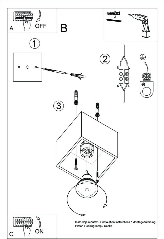 Faretto grigio 10x10 cm Geo – Sollux