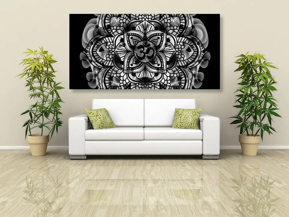 Quadro su tela – Mandala della salute in bianco e nero