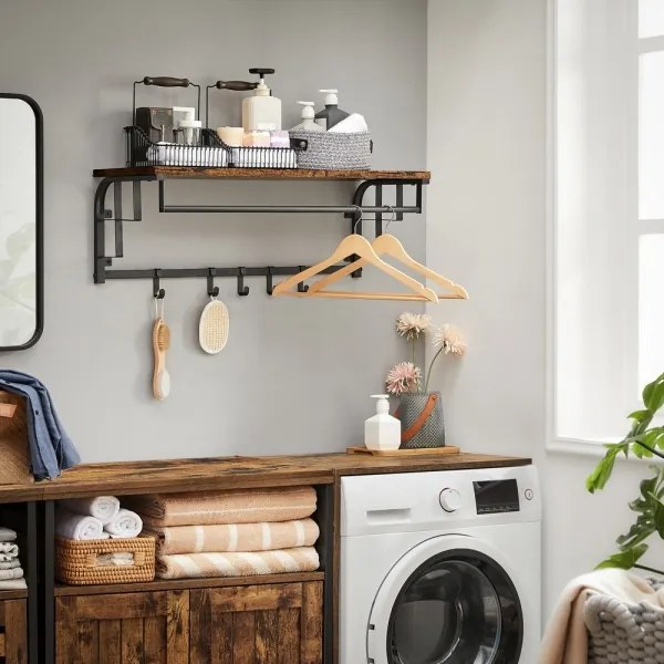 Appendiabiti da parete con mensola NATE marrone/nero