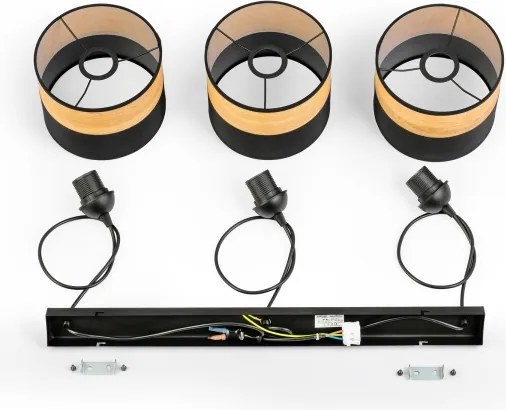 Lampadario a cavo ALBA 3xE27/15W/230V nero/marrone