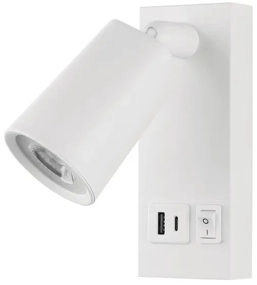 Luce Spot da parete a LED con USB CHARGE LED/5W/230V bianco