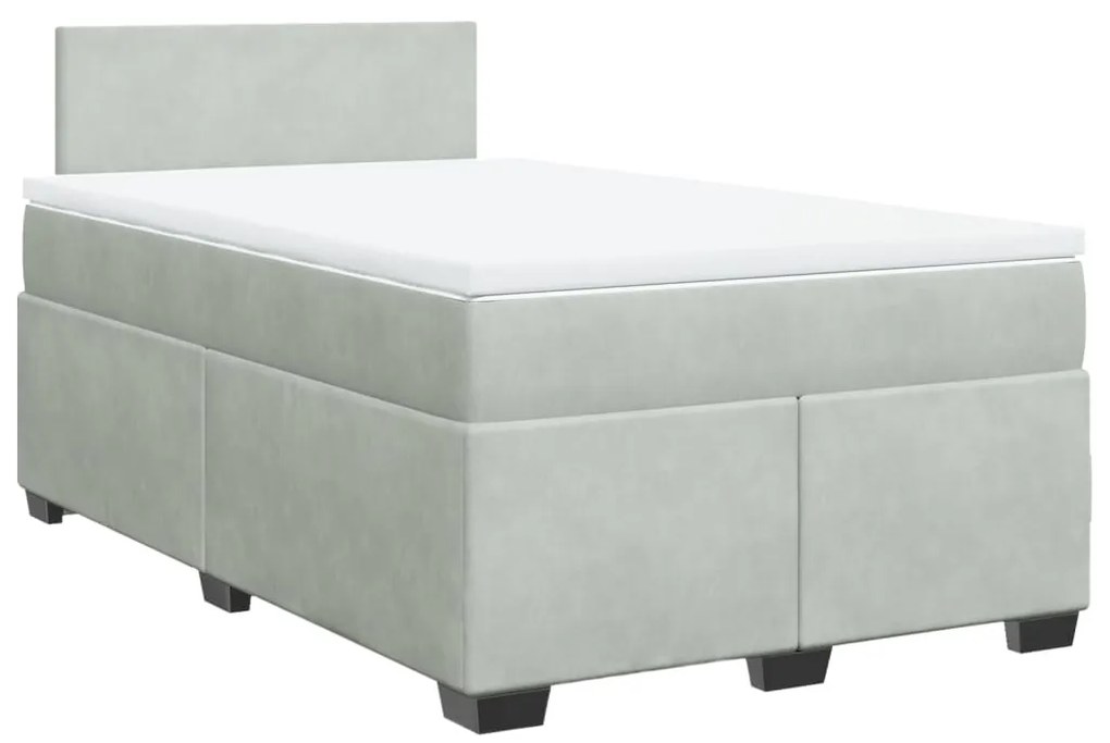 Giroletto a molle con materasso grigio chiaro 120x200cm velluto