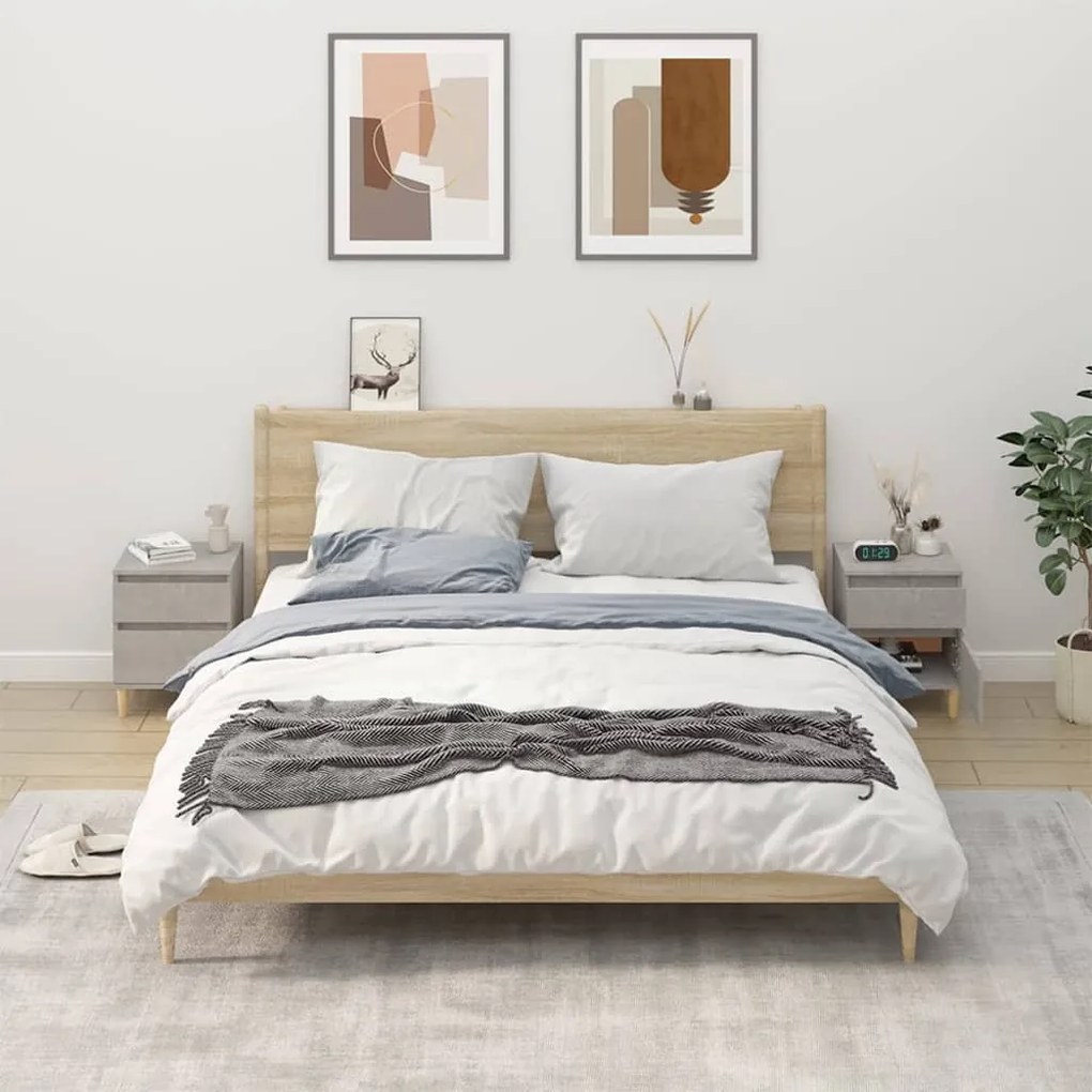 Comodini 2 Pz Grigio Cemento 40x35x50 Cm /