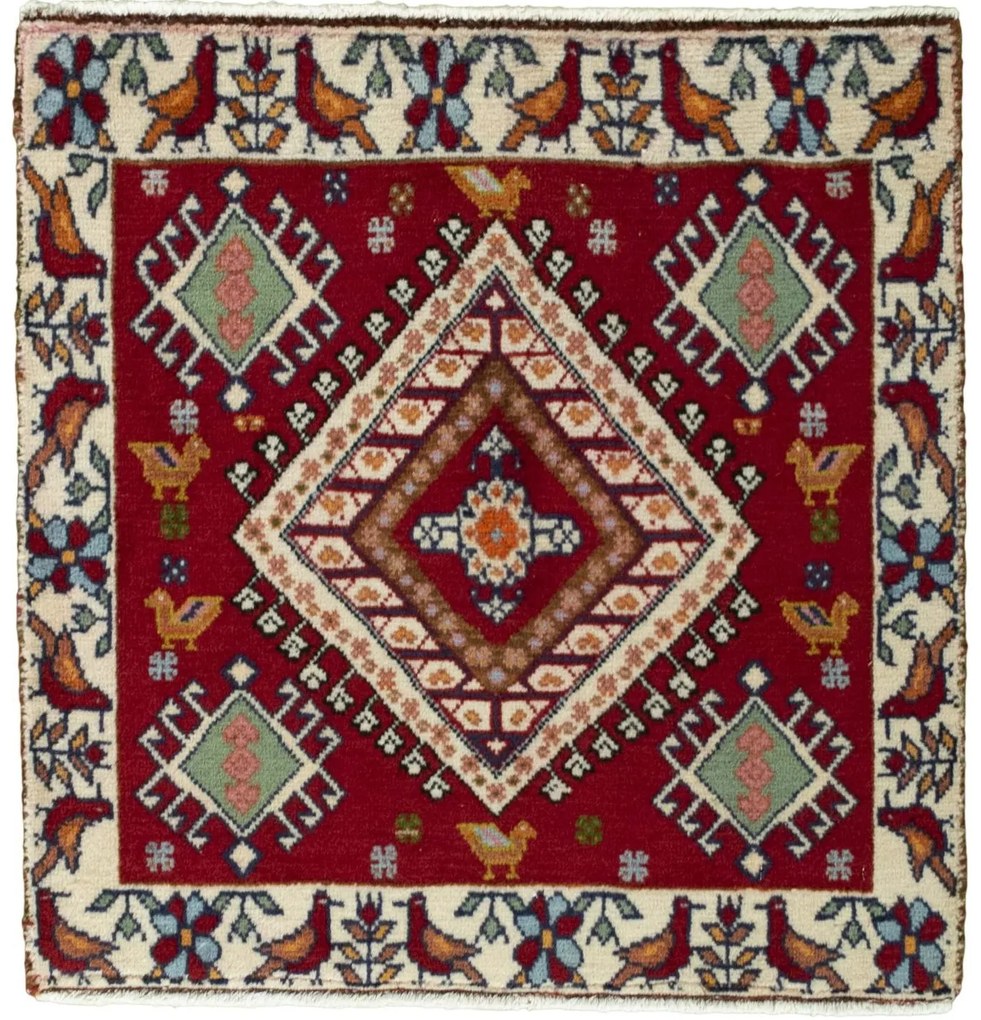 Shiraz Tappeto persiano 60 x 60 Rosso (Iran) Annodato A Mano