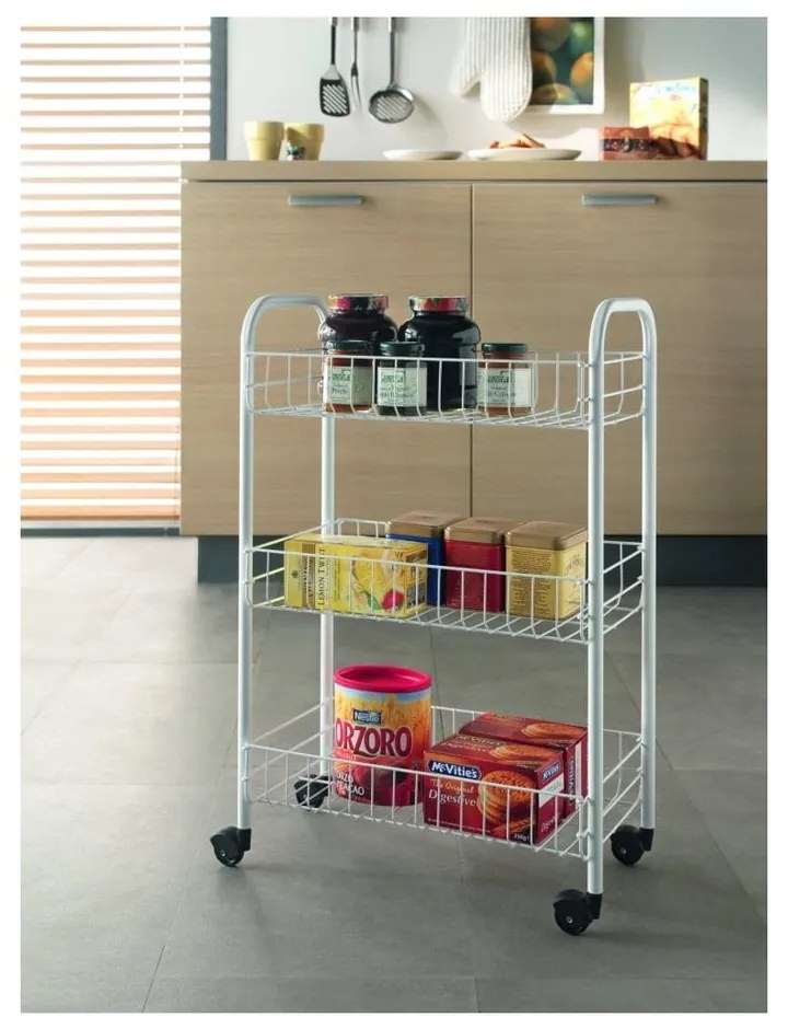 Carrello portaoggetti bianco in metallo 41x63x23 cm Siena – Metaltex