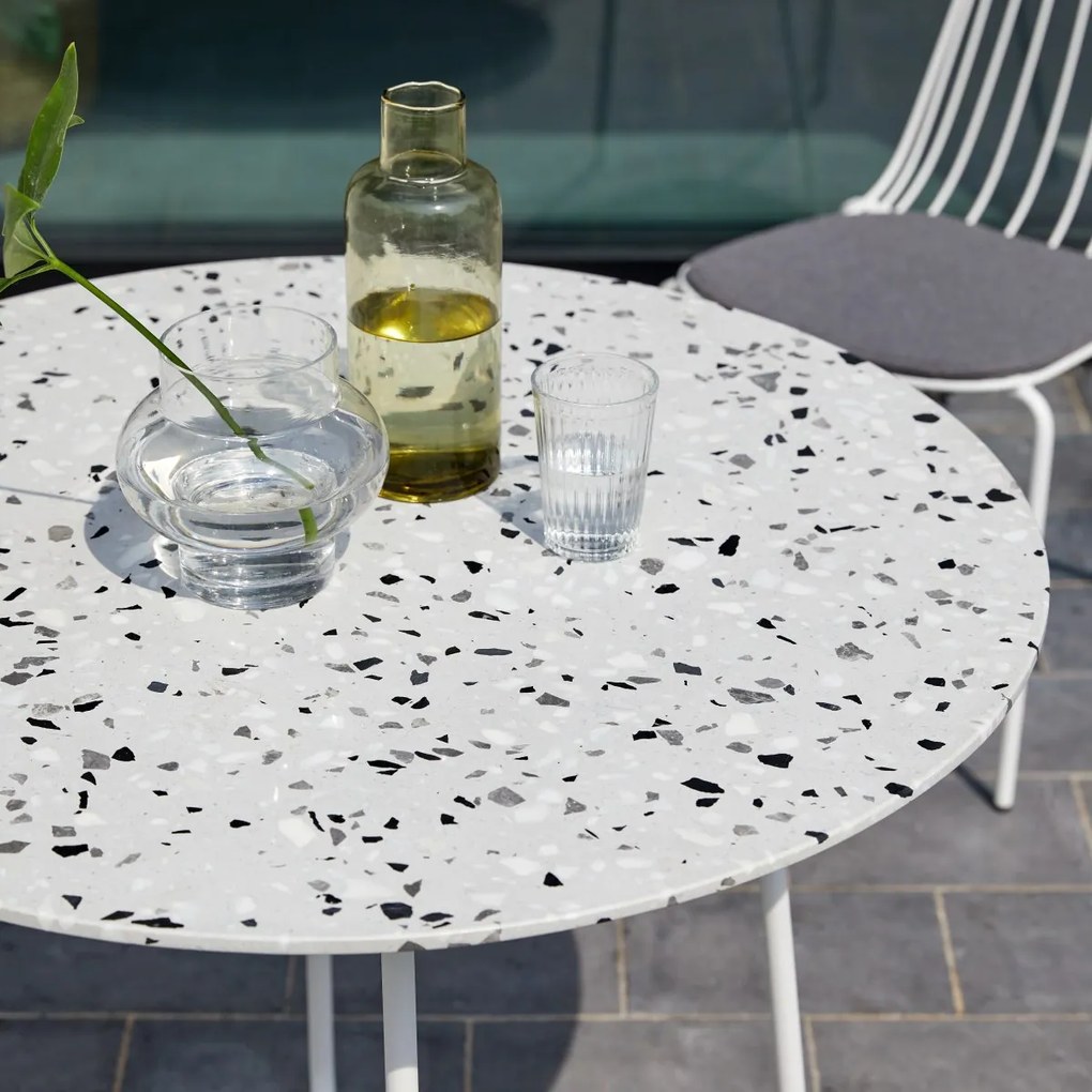 Tikamoon - Tavolo rotondo da giardino terrazzo premium e metallo 90 Elio white