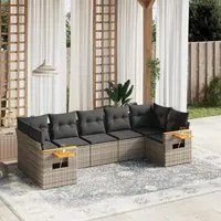 Set Divani da Giardino 7 pz con Cuscini Grigio in Polyrattan 3227110