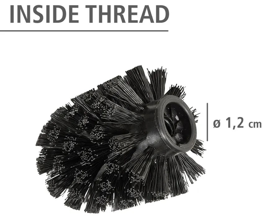 Teste per scopini da bagno in set nere in plastica con spazzola di ricambio 10 pz Ø8cm – Wenko