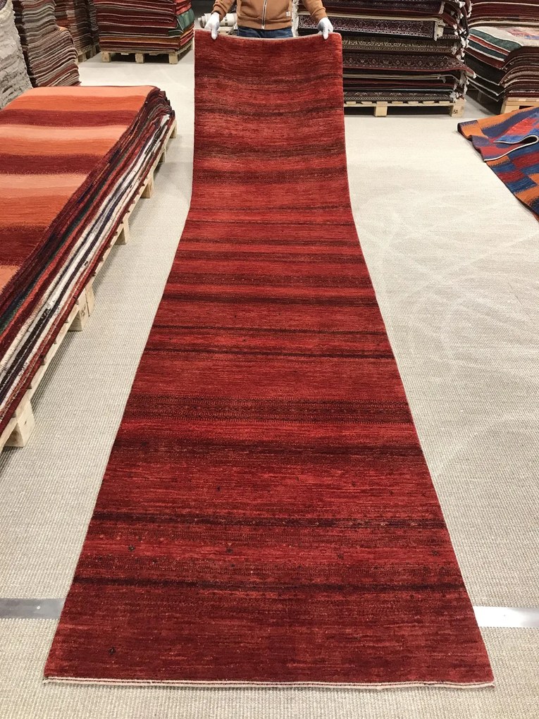 Loribaft Tappeto persiano 380 x 90 Rosso (Iran) Annodato A Mano