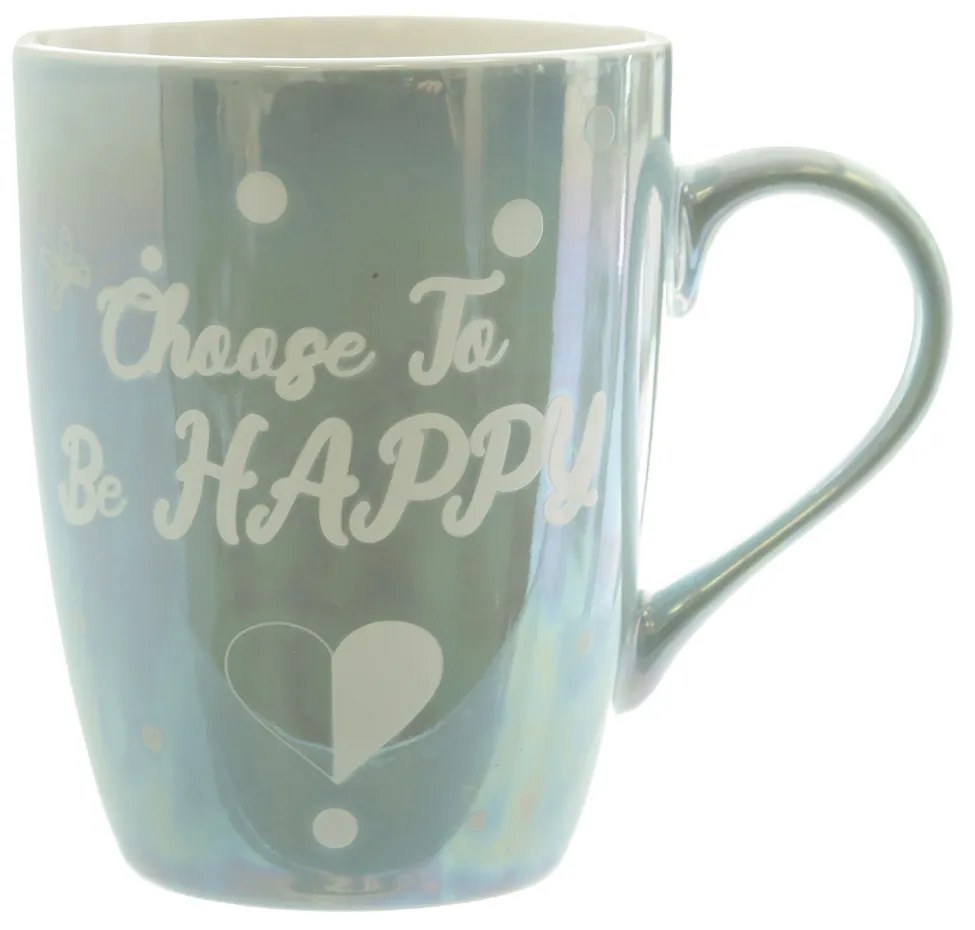 Tazza mug in azzurro perlato Choose To Be Happy