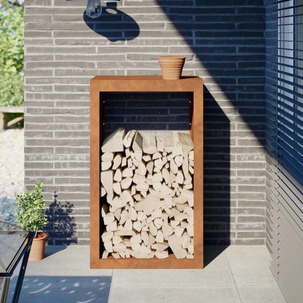 Rack Per Legna Da Ardere 60x40x100 Cm İn Acciaio Corten /