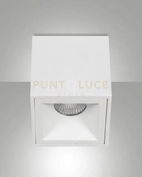 Perez plafoniera bianca quadrata 1 luce attacco gu10 l.9cm