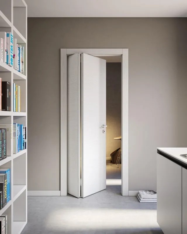 Porta pieghevole a libro asimmetrica Modena bianco matrix L 80 x H 210 cm sinistra