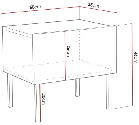 Comodino EXITO 46x50 cm bianco/oro