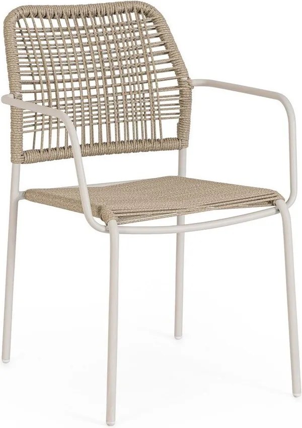 Sedia da esterno beige/di colore naturale in metallo Jable – Bizzotto
