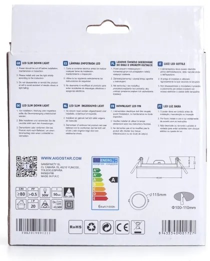 Aigostar - Lampada LED da incasso ULTRATHIN LED/6W/230V 3000K bianco