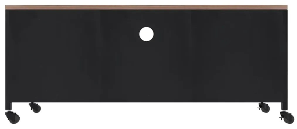 Mobile tv nero 110x30x43 cm in ferro e legno massello di abete