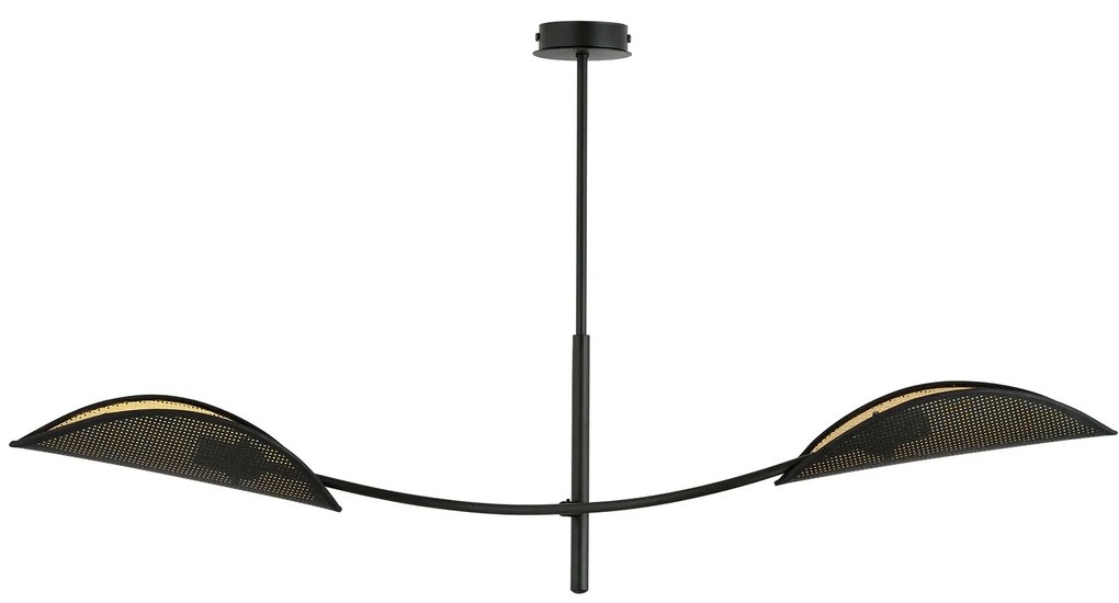 Sospensione Nordica 2 Luci Lotus In Acciaio Nero Oro Bracci Regolabili